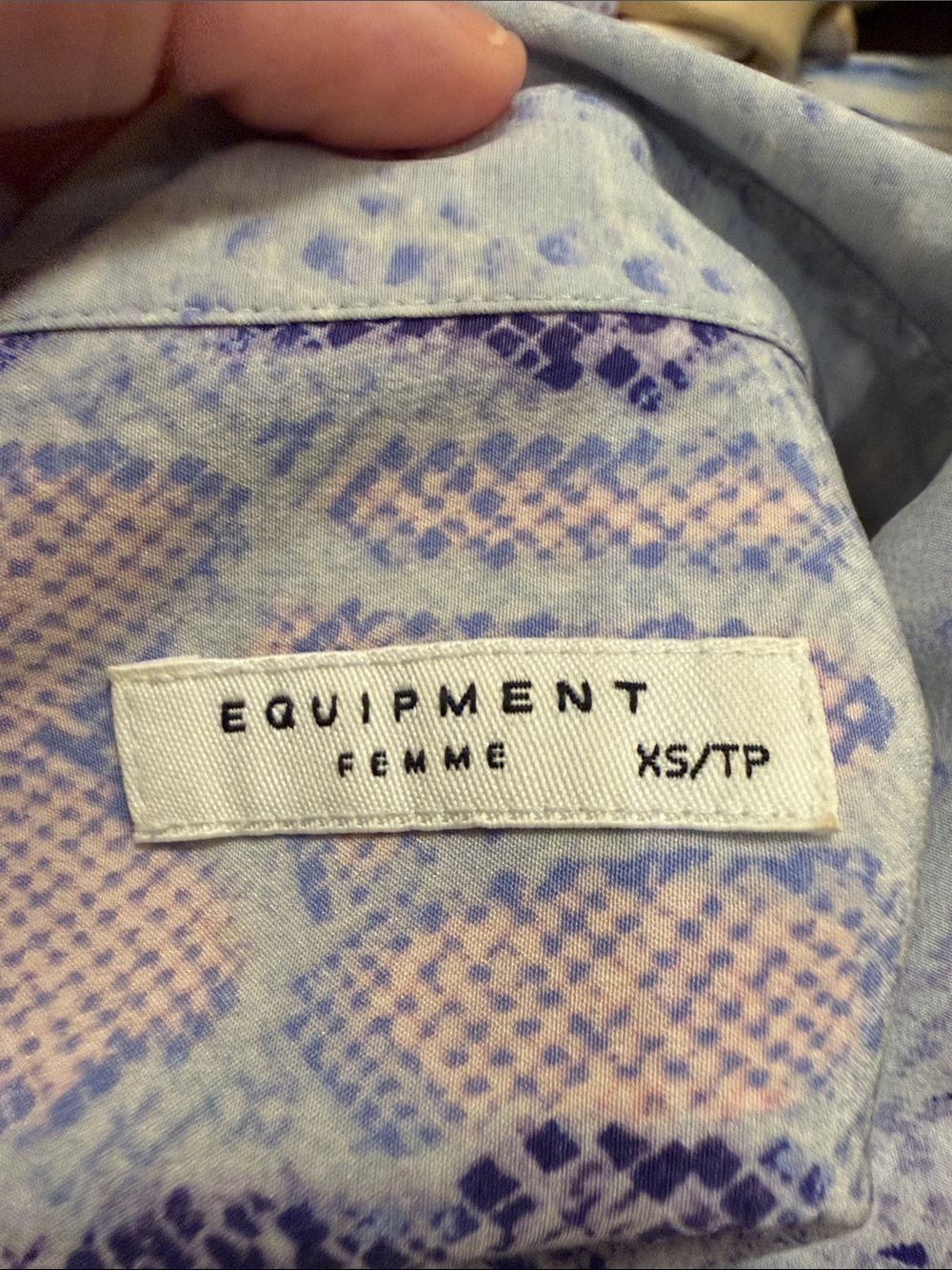 Equipment Silk Snake Print Button Down Silk Blouse XS Blue Pink - Picture 4 of 5